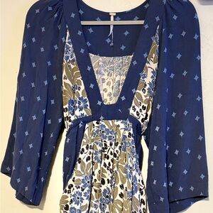 Free People Blue Floral Mini Dress